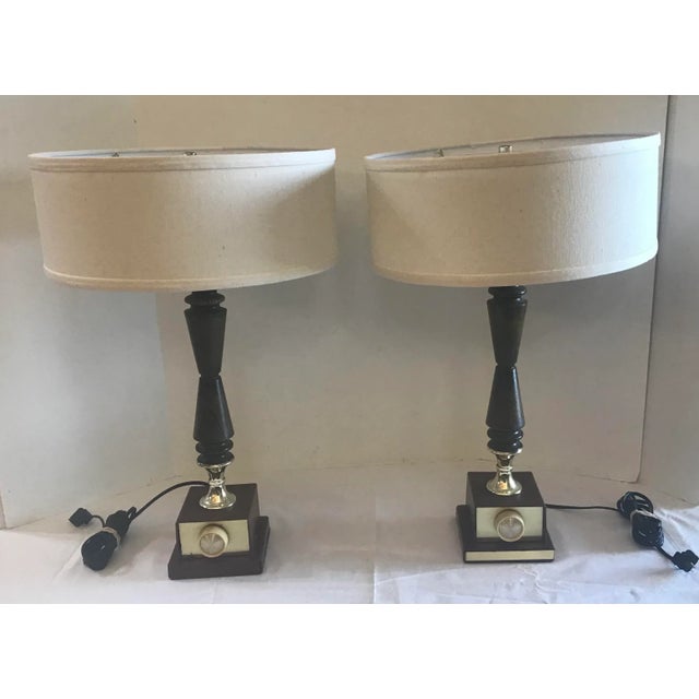 Mid Century Dimmable Lamps With Drum Shades - a Pair For Sale - Image 13 of 13