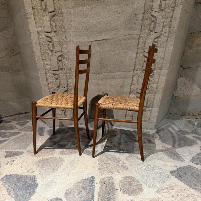 Gio Ponti Vintage Italian Mid-Century Modern Ladder-Back Side Chairs in the Style of Gio Ponti For Sale - Image 4 of 10