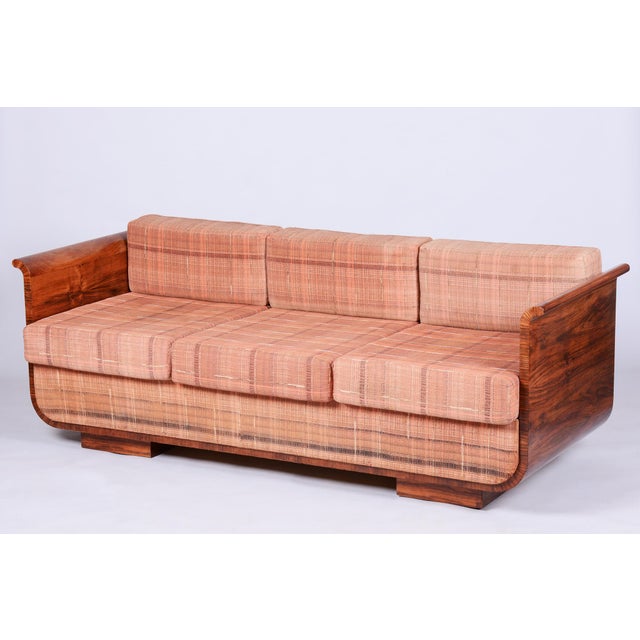 Art Deco Walnut Sofa by J. Halabala for Up Zavody, Czech, 1930s For Sale - Image 13 of 13