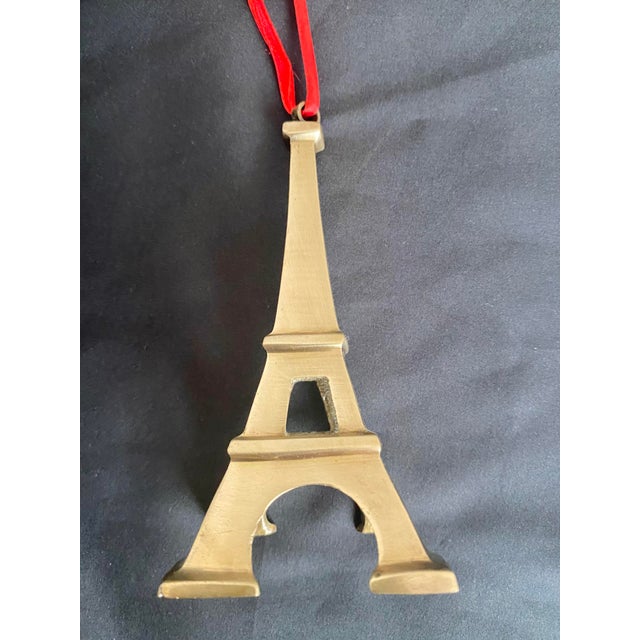 Metal Vintage Solid Brass Eiffel Tower Christmas Ornament For Sale - Image 7 of 8