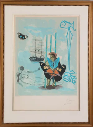 1970s Salvador Dalí "Three of Staves" Signed Limited Edition Lithograph, Framed