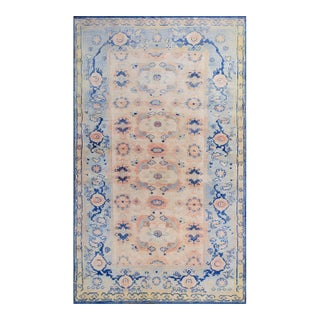 1920s Ivory Herati Tribal Antique Indian Agra Cotton Rug 4' X 6' Handknotted Carpet For Sale