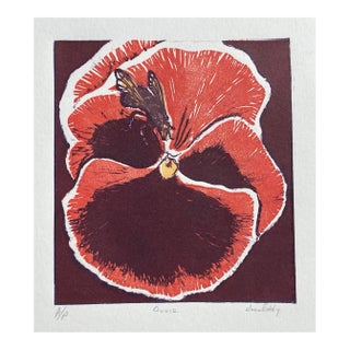 Jane Eddy Pansy and Bee Color Mixed Media Print For Sale