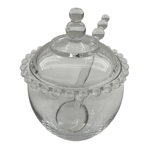 Mid 20th Century Imperial Glass Candlewick Condiment Jar With Spoon