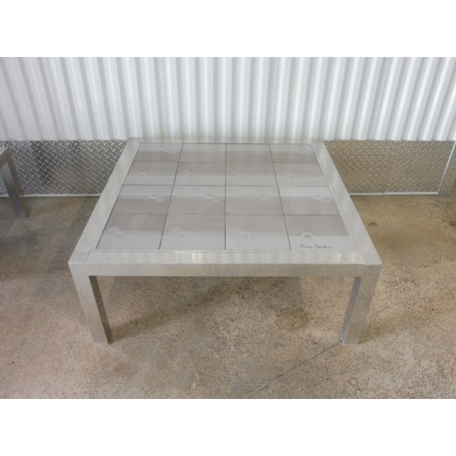 Silver Large 1970's Pierre Cardin Mod Tile Top Aluminum Coffee Table For Sale - Image 8 of 8