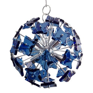 1960s Fontana Arte Attributed Italian Eight-Light Sputnik Cut Glass Chandelier For Sale