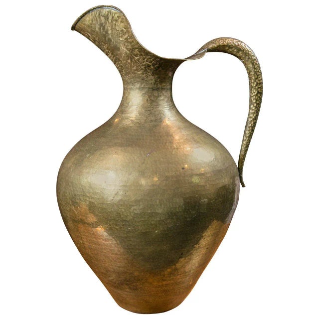 Huge decorative brass pitcher or vase. Perfect decor for a traditional style home.