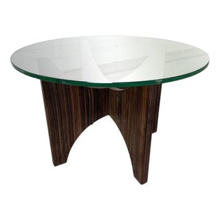 Glass and Wood Coffee Table, 1950s For Sale