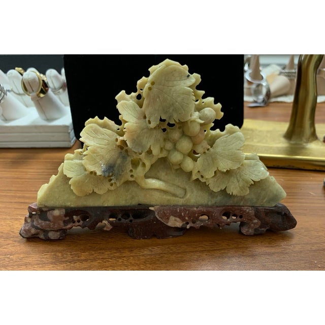 Stone Antique Handcarved Soapstone Sculpture of Grape Vine For Sale - Image 7 of 7