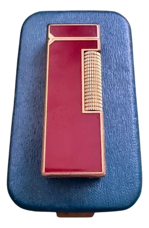 Rare Vintage Dunhill Gold Plated Red Marble Lacquer Lighter Original Sky Case