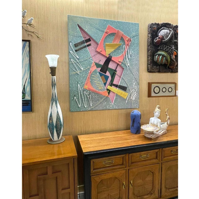 Vintage 1980s Memphis Style 3d Abstract Geometric Mixed