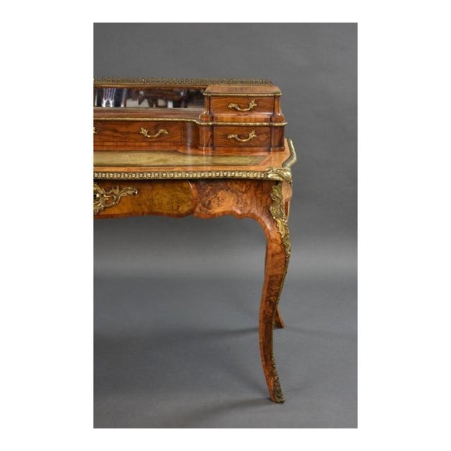 Wood Victorian Burr Walnut Writing Table, 1860s For Sale - Image 7 of 17