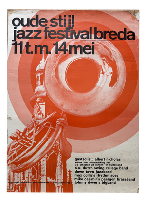Vintage Oude Stijl Jazz Festival Breda Poster, Netherlands