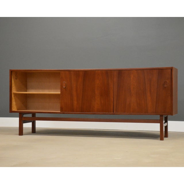 Mid-Century Modern 1950s Refinished 75” Swedish Modern Teak Sideboard Credenza Dresser by Nils Jonsson for Troeds For Sale - Image 3 of 10