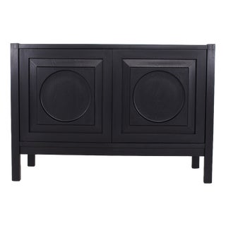 Small Brutalist Blackened Oak Storage Unit, 1970s For Sale