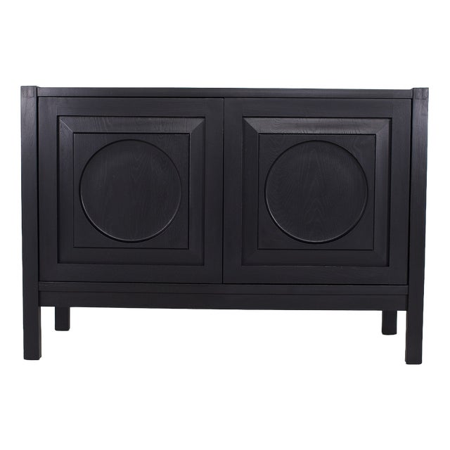 Small Brutalist Blackened Oak Storage Unit, 1970s For Sale
