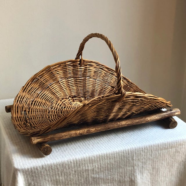 Antique Wood-Framed Flower Gathering Basket For Sale In Baltimore - Image 6 of 13