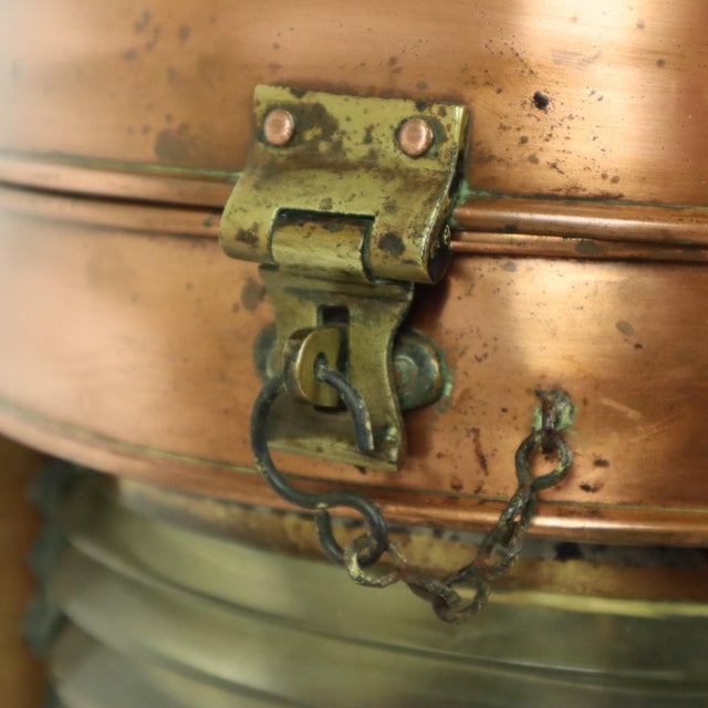 Large Antique Red Copper Ships Lantern For Sale - Image 4 of 11