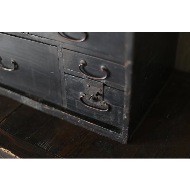 Wood Japanese Antique Bk Small Drawer Meiji / Tansu Storage Wabisabi For Sale - Image 7 of 11