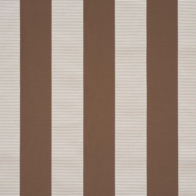Traditional Schumacher Madison Wide Stripe Fabric In Brown For Sale - Image 3 of 5