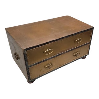 Mid 20th Century Sarreid Brass Cocktail Table With Drawers For Sale