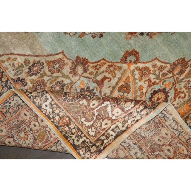 Stunning Turquoise Antique Persian Tabriz Rug - 8'10" x 11'8" For Sale - Image 9 of 16