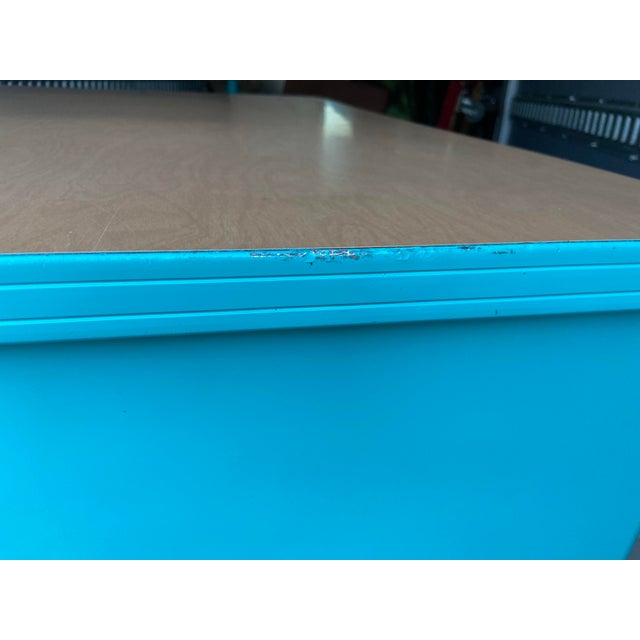 Vintage Mid Century Modern Teachers Metal Tanker Desk For Sale - Image 11 of 12