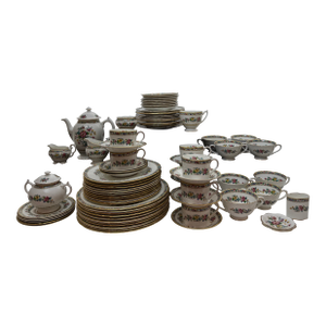 1970s Coalport Ming Rose Bone China Dinnerware Set- 81 Pieces