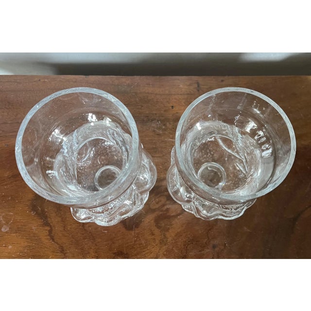 Mid-Century Modern Scandinavian Crystal Glass Candleholders in the Form of Heads or Busts With Stylized Faces - a Pair For Sale - Image 10 of 12
