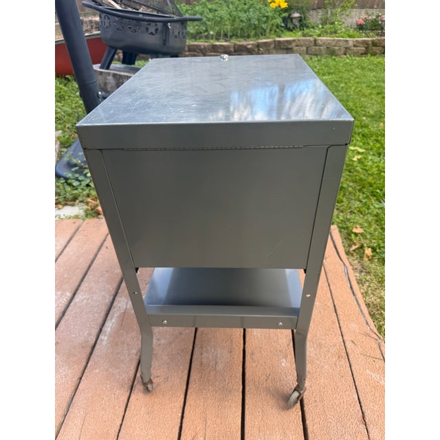 Gray Vintage Steel-Parts MFG Co. Chicago Industrial Steel Storage Cabinet For Sale - Image 8 of 11
