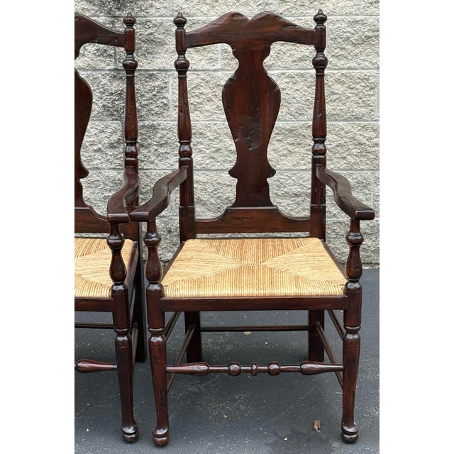 Rustic 18th Century Inspired English Country Armchairs - A Pair For Sale In New York - Image 6 of 12