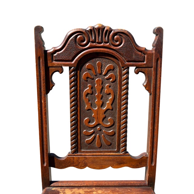 Early 20th Century Jacobean Revival Carved Oak Dining Chairs – Set of 6 For Sale - Image 11 of 11