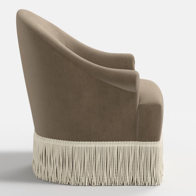 Transitional Stoffer Home x Cloth & Company Marie Swivel Chair in Performance Velvet Walnut For Sale - Image 3 of 7