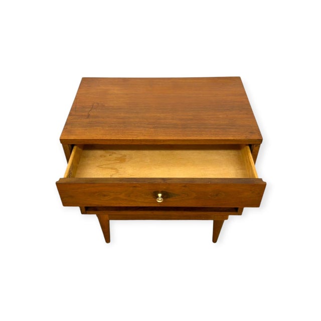 Brown Vintage Mid-Century Modern Walnut Nightstand Dovetailed Drawers. For Sale - Image 8 of 8