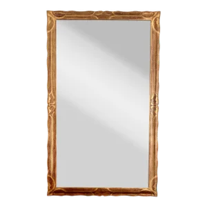 Large Carved Giltwood 76" Tall Floor Mirror With Beveled Glass