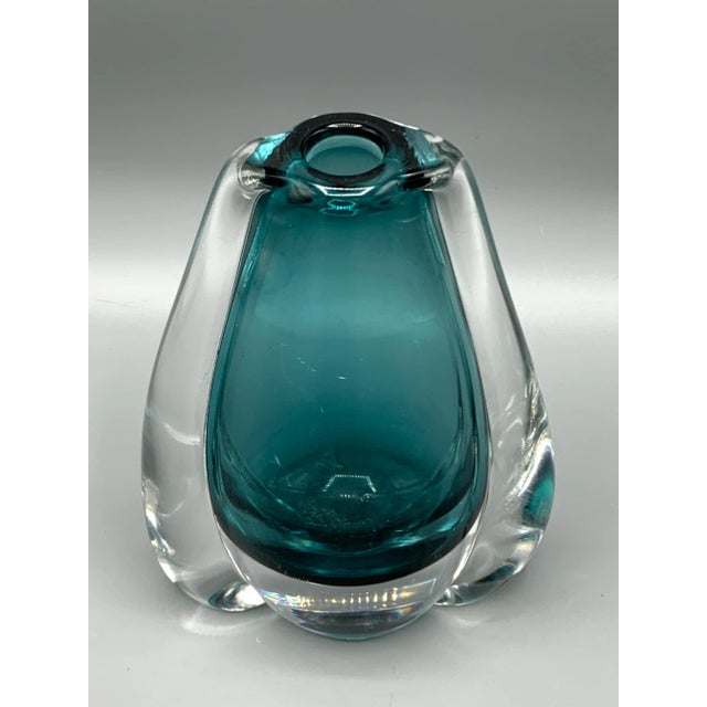 Mid-Century Modern Mid-Century Modern Blue Art Glass Vase For Sale - Image 3 of 13