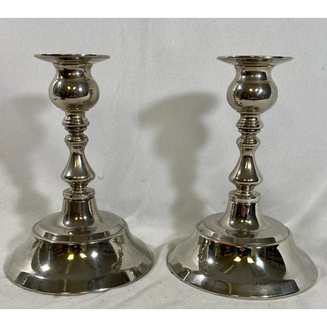 Vintage Pair of Classic Silver Plate Candlesticks From England For Sale - Image 9 of 9