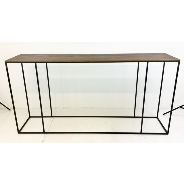 Industrial Modern Natural Wood Top And Iron Base Console Table