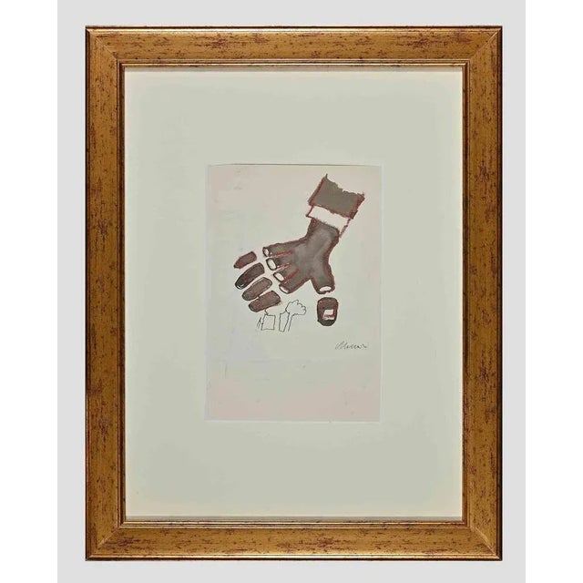 Hand is an original artwork realized in the half of mid-20th Century by Mino Maccari. Mixed media artwork (ink, oil pastel...