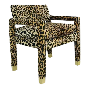 Leopard Parsons Chair With Brass Sabots