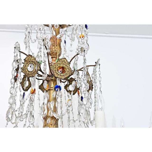 Italian Italian 18th Century Massive Giltwood and Crystal Chandelier For Sale - Image 3 of 18