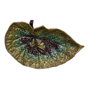 19th Century Majolica Begonia Leaf Wilhelm Schiller & Son Vide-Poche