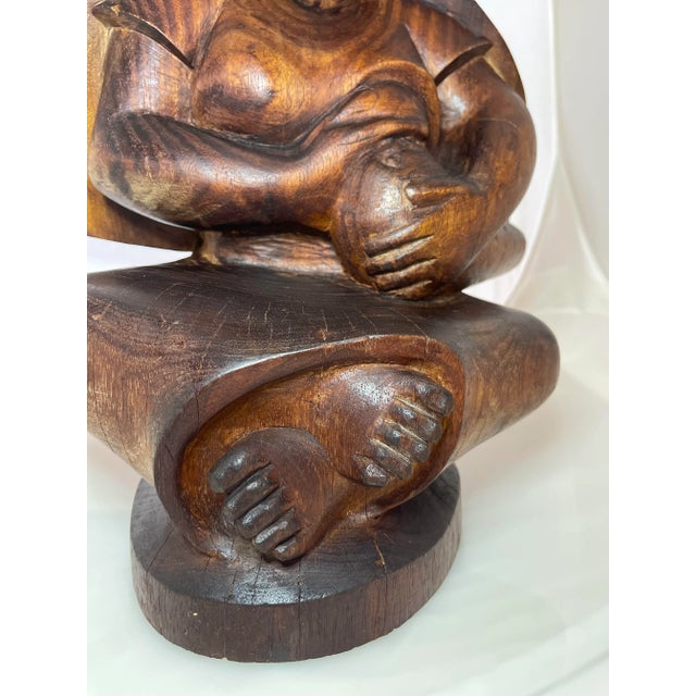 Early 20th Century Modernist Madonna and Child Hand Carved Wooden Folklore Sculpture, Crafted in Ecuador For Sale - Image 10 of 12
