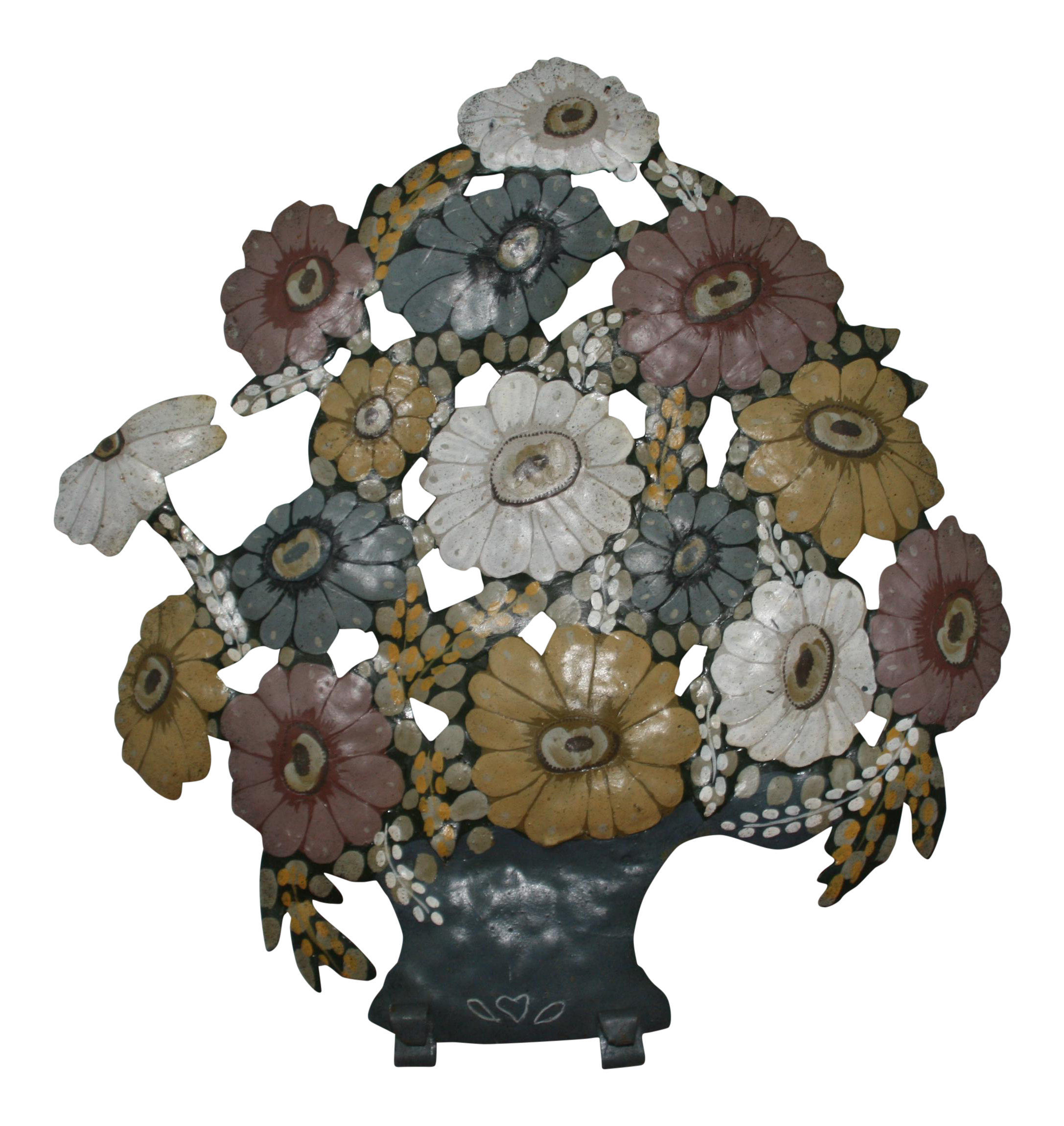 Vintage Hand Painted Tole Floral Bouquet Wall Art With Hooks Chairish