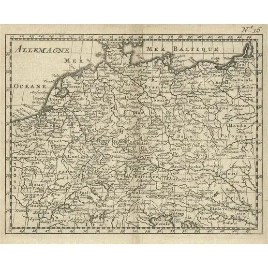 Antique Copper Engraved Map of Germany, 1740 For Sale - Image 5 of 5