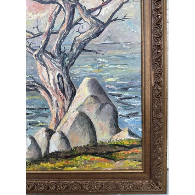 1950s Lydia Cooling Signed Large Framed Seascape Impressionist Original Oil Painting For Sale - Image 11 of 18