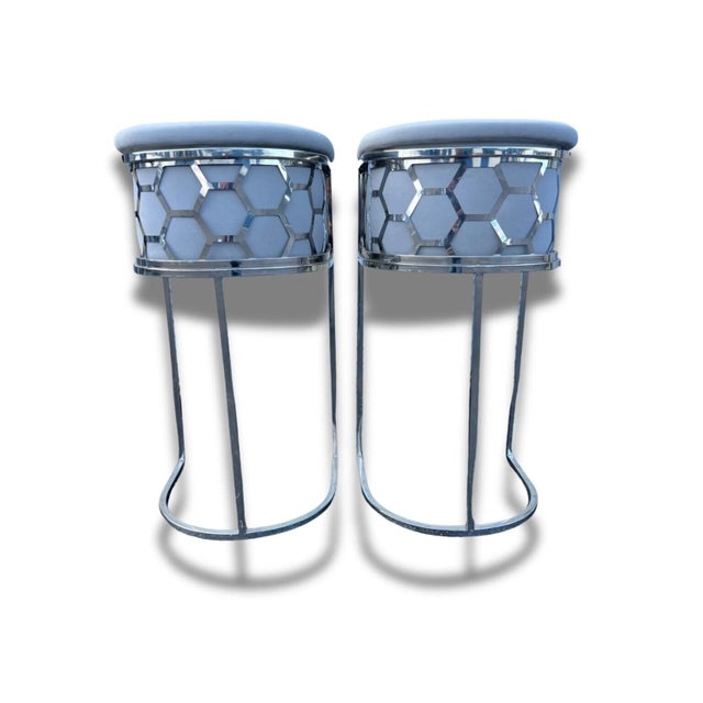 Pair of Fancy Counter Stools For Sale - Image 4 of 6