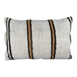 Turkish Hemp Pillow Cushion Natural Beige Brown Pillow Cushion Cover 16" x 24" For Sale