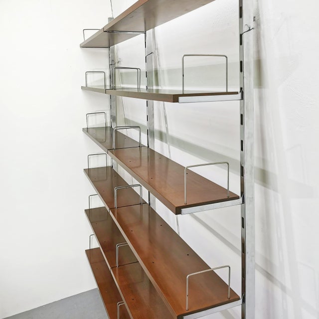 Vintage Bookcase in Steel and Walnut from Mim Roma, 1970s, Set of 2 For Sale - Image 13 of 18
