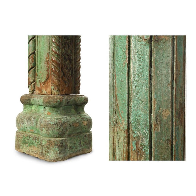 Stone Column and Carved and Patinated Wood For Sale - Image 7 of 8